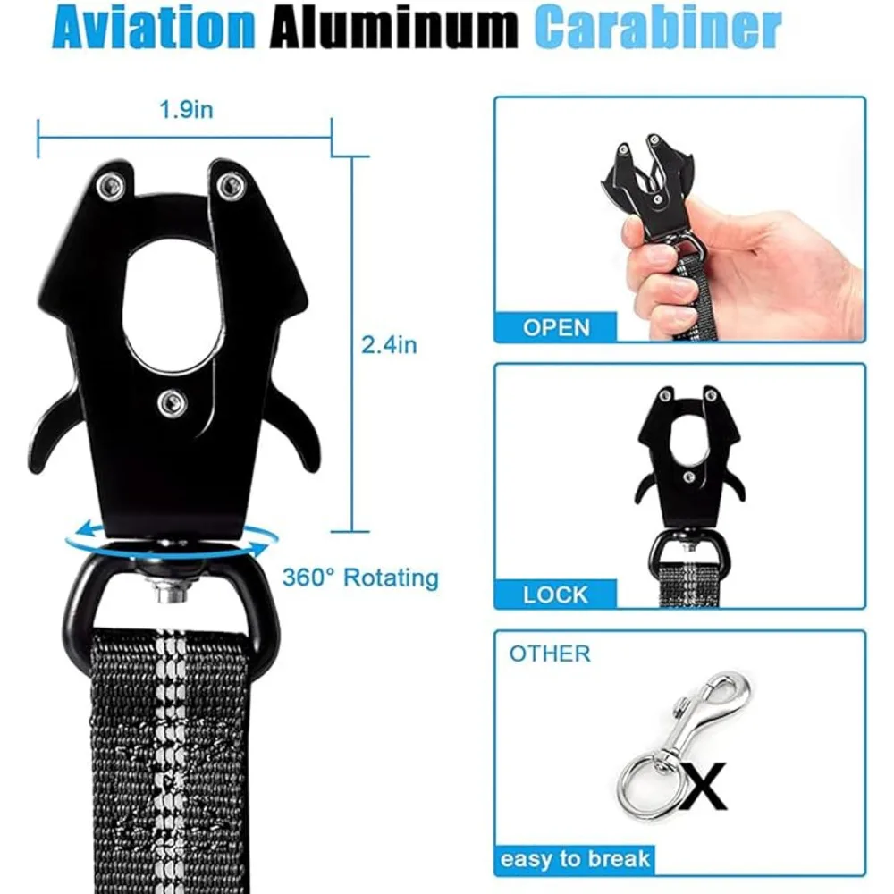 Reflective Shock Absorbing Pet Leashes with Car Seatbelt for Large Dogs Heavy Duty Tactical Bungee Dog Leash No Pull Dog Leash