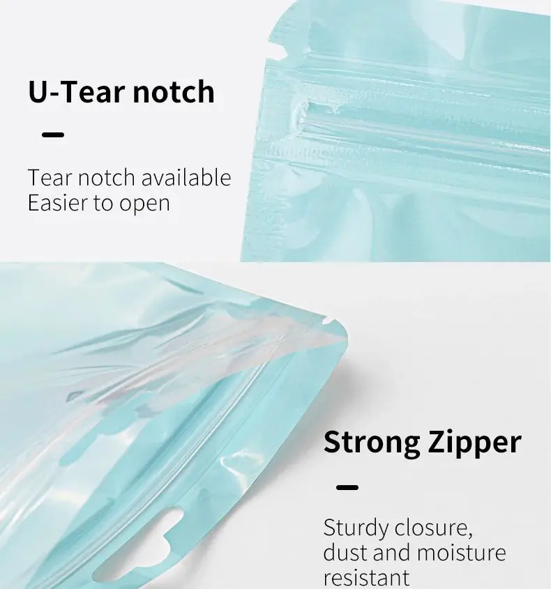50Pcs Transparent Colorful Plastic Mylar Bags Hair Jewelry Storage Bags Commodity Packaging Self-Sealing