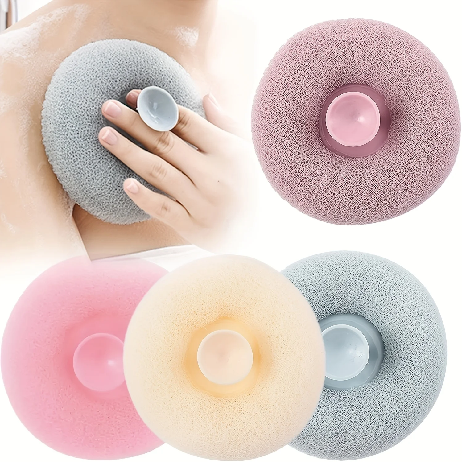 Exfoliating Shower Brush with Suction Cups - Massage Bath Ball Sponge, Suitable for Both Men And Women, Wall-Mounted Loofah