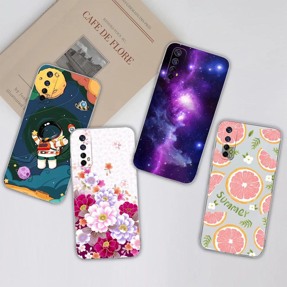 Gradient Flowers Pattern Soft Clear TPU Silicone Phone Case