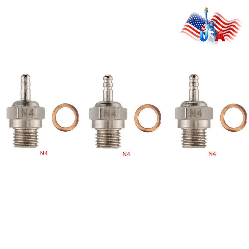N4 3Pack Duty Long Medium Glow Plug For Traxxas 3232X 1/10 T-Maxx 2.5 / 3.3
