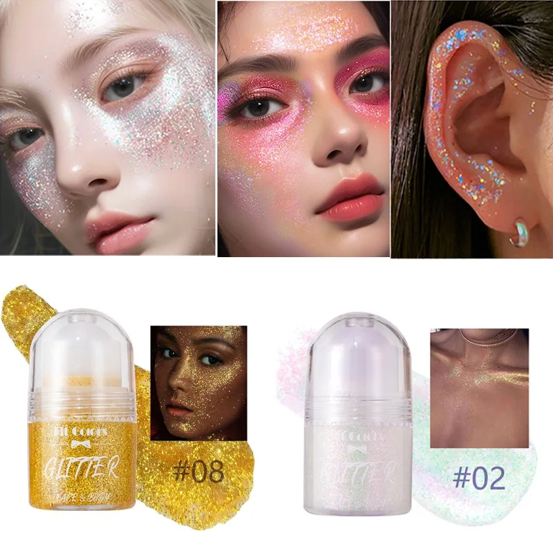 Diamond Highlighter Rolling Ball Glitter Gel Smooth Body Face Brighten Jelly Sparkling Shimmer Sequins Festival Decorate Makeup 2