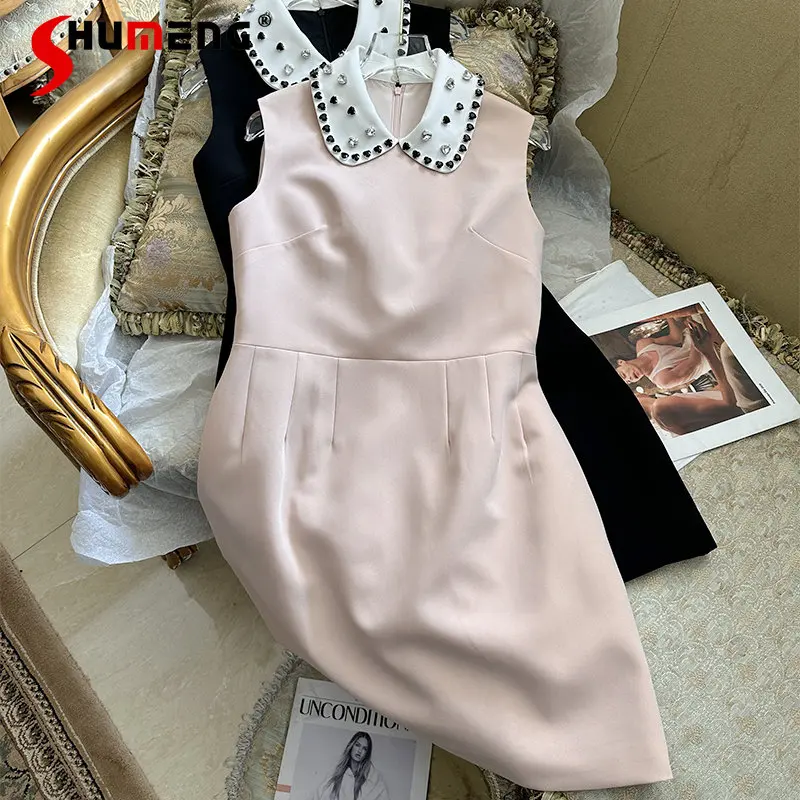 

2023 Spring Summer Women's Fashion Sweet Doll Collar Above Knee Dress Ladies Ladies Fresh Sleeveless Slimming A- Line Dress