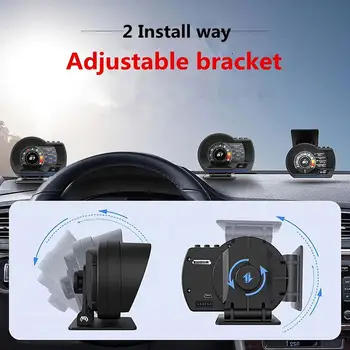 Calibro automatico HUD GPS + sistema OBD Head Up Display Proiettore per auto elettronico con guasto Accessori per auto Tachimetro trasparente per auto A6T8