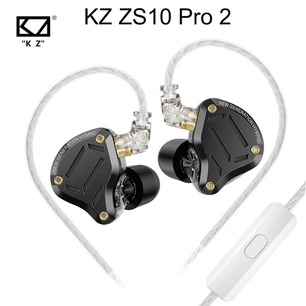 

KZ ZS10 Pro 2 HIFI In-Ear Earphones New Bass Earbud Sport Monitor Sound Noise Reduction Headset 4-Level Tuning Switch Mic 3.5mm