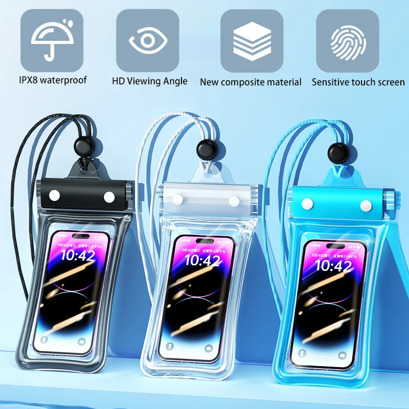 IPX8 Waterproof Floating Airbag Swim Diving Bag Phone Case For iPhone 11 12 13 14 Pro Max Samsung S23 S22 Xiaomi 13 Huawei Cover