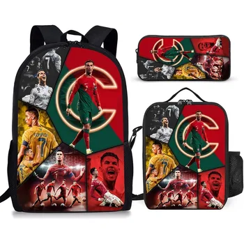 Zaino scolastico per bambini R-Ronaldos Borse a tracolla Borsa per matite-CR 7 Bookbag Zaino casual leggero per ragazzi e ragazze Miglior regalo