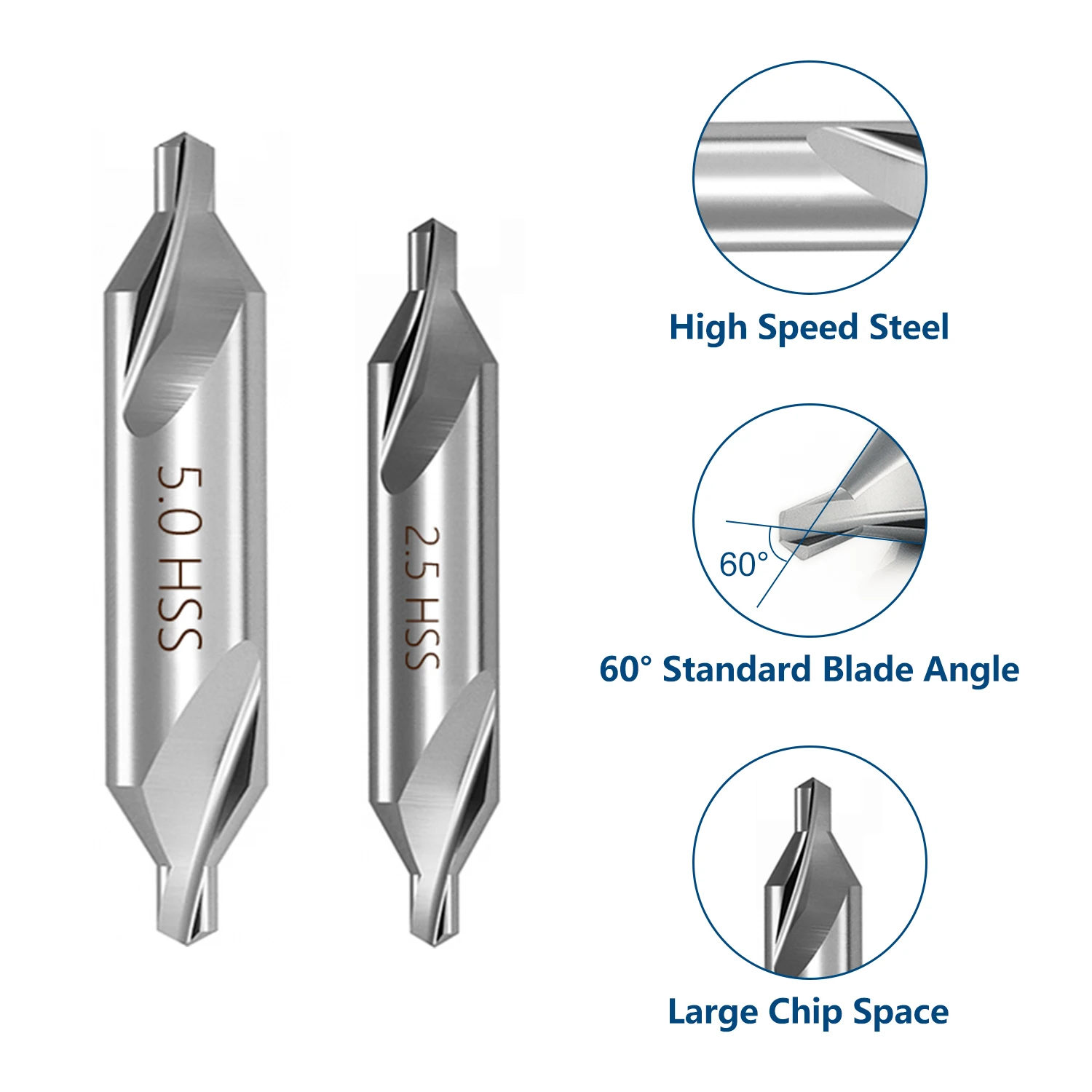 Brocas Centrais Combinadas HSS, Perfuração De Metal Para Ferramenta Elétrica, Núcleo De 60 Graus, 1.0-6.0mm