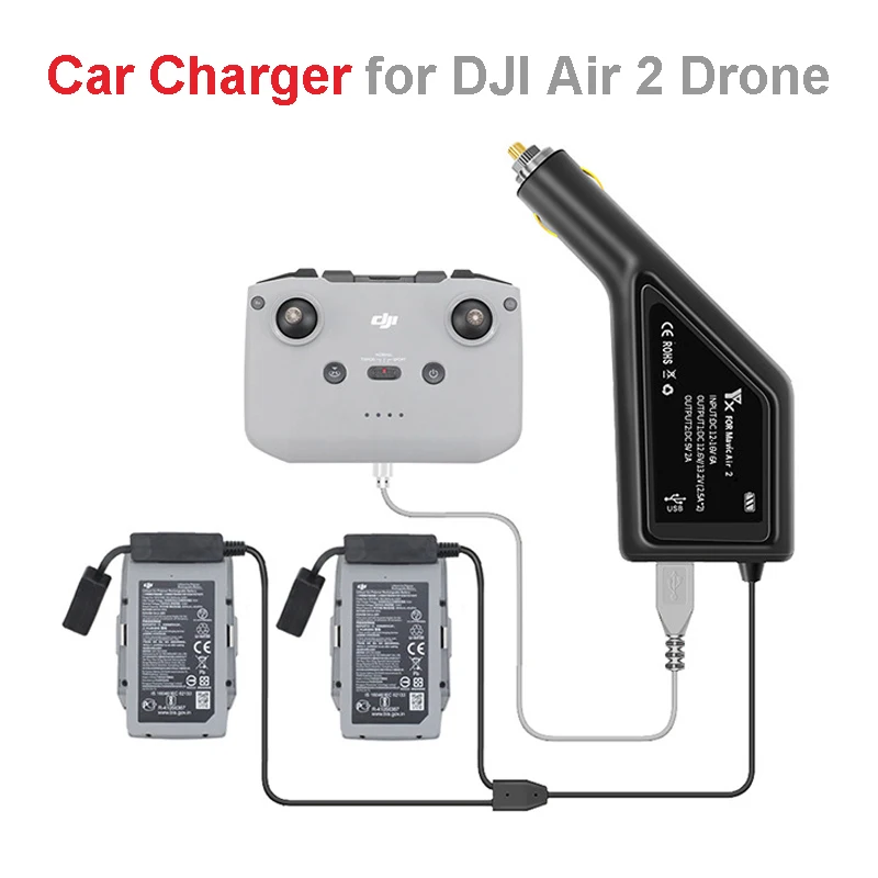 Chargeur Voiture Rapide 2 Batteries pour DJI Air 2/Air 2S - 3 en 1