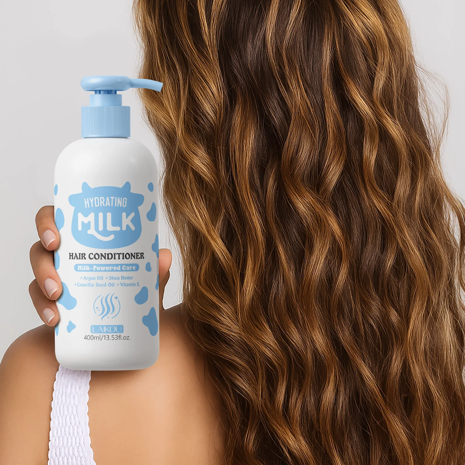 LAIKOU Milk Conditioner 400ml Moisturizes, Smoothes, Prevents Frizz, Cares for Permed, Straightened and Dyed Damaged Hair