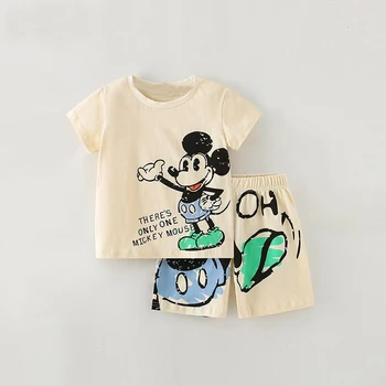 Disney Mickey Cartoon Stampa Vestiti Vestito Per Bambini Infantile Moda Bambino Bambino Ragazza Ragazzo Pigiama Indumenti Da Notte Abbigliamento Set Marca 1
