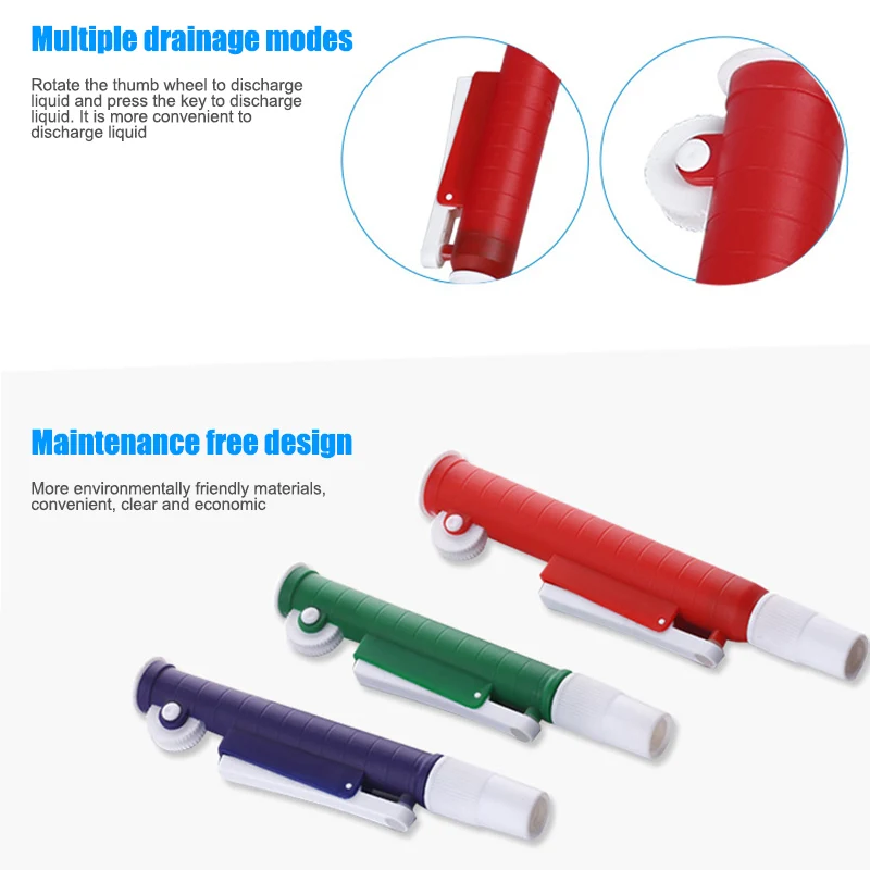 Pipettor Single Channel Volume Micro Pipettes Lab Transfer Pipettes for Lab 2ml 10ml 25ml Fast Release Manual Pipette Pump