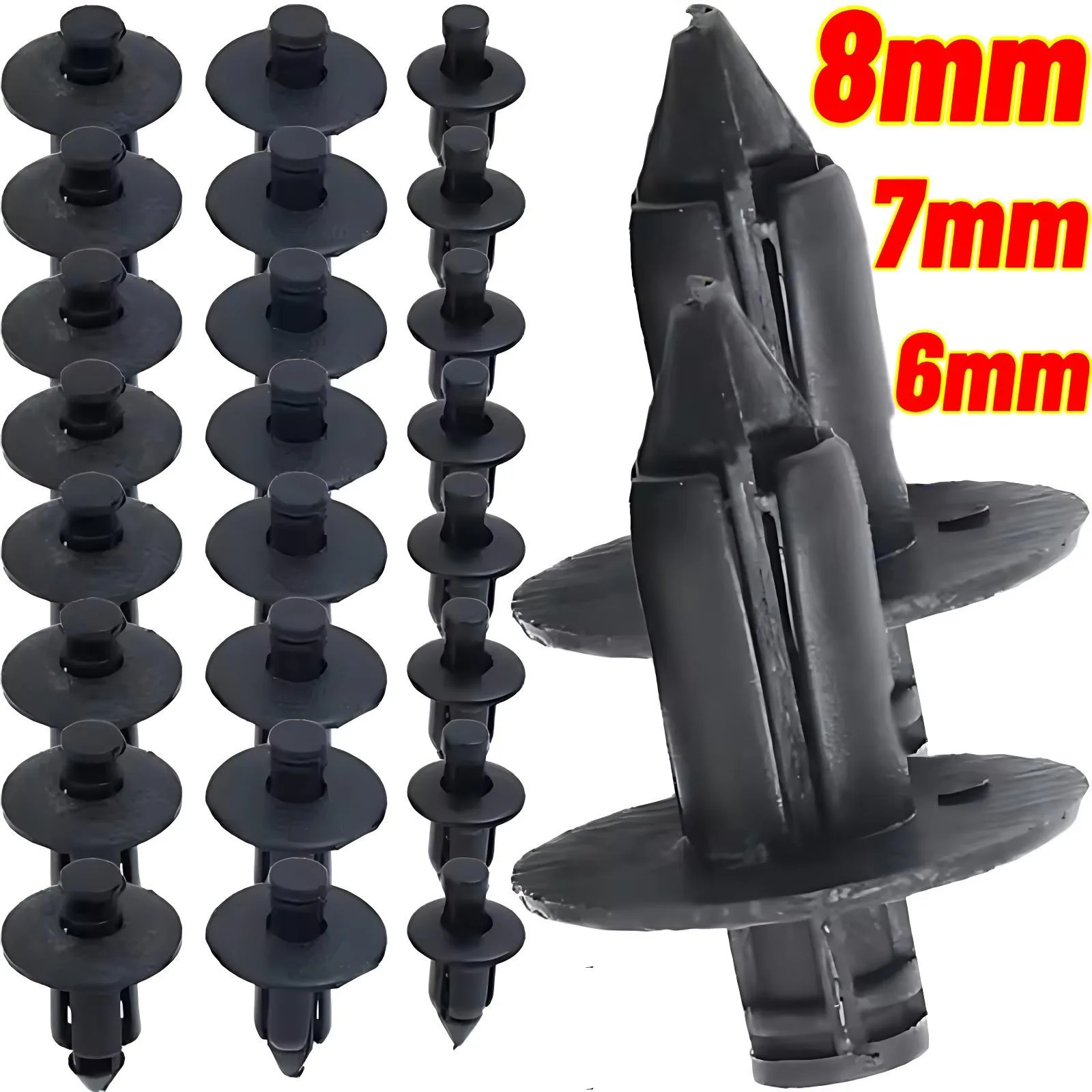 100/50 Stück Auto-Kunststoff-Verkleidungs-Nieten Befestigungsclips 3 Größen Mix Druckstift Auto-Befestigungselemente 6mm 7mm 8mm Innenraum – Detail 1