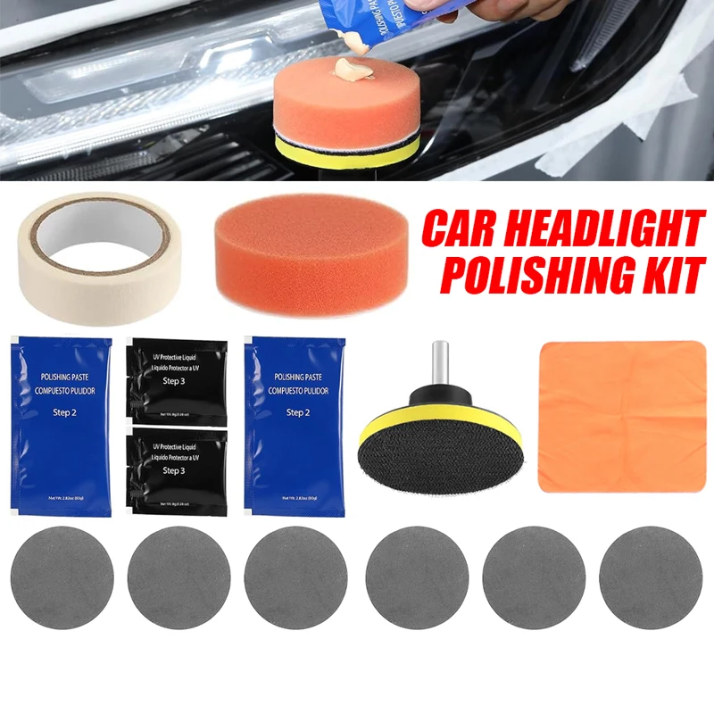 Aiuphing Kits De Restauración De Faros De Automóviles, Herramientas De Reparación Y Reparación De Faros De Automóvil, Kit De Renovación De Pulido De Limpieza Fluida,Removedor De Amarillamiento De
