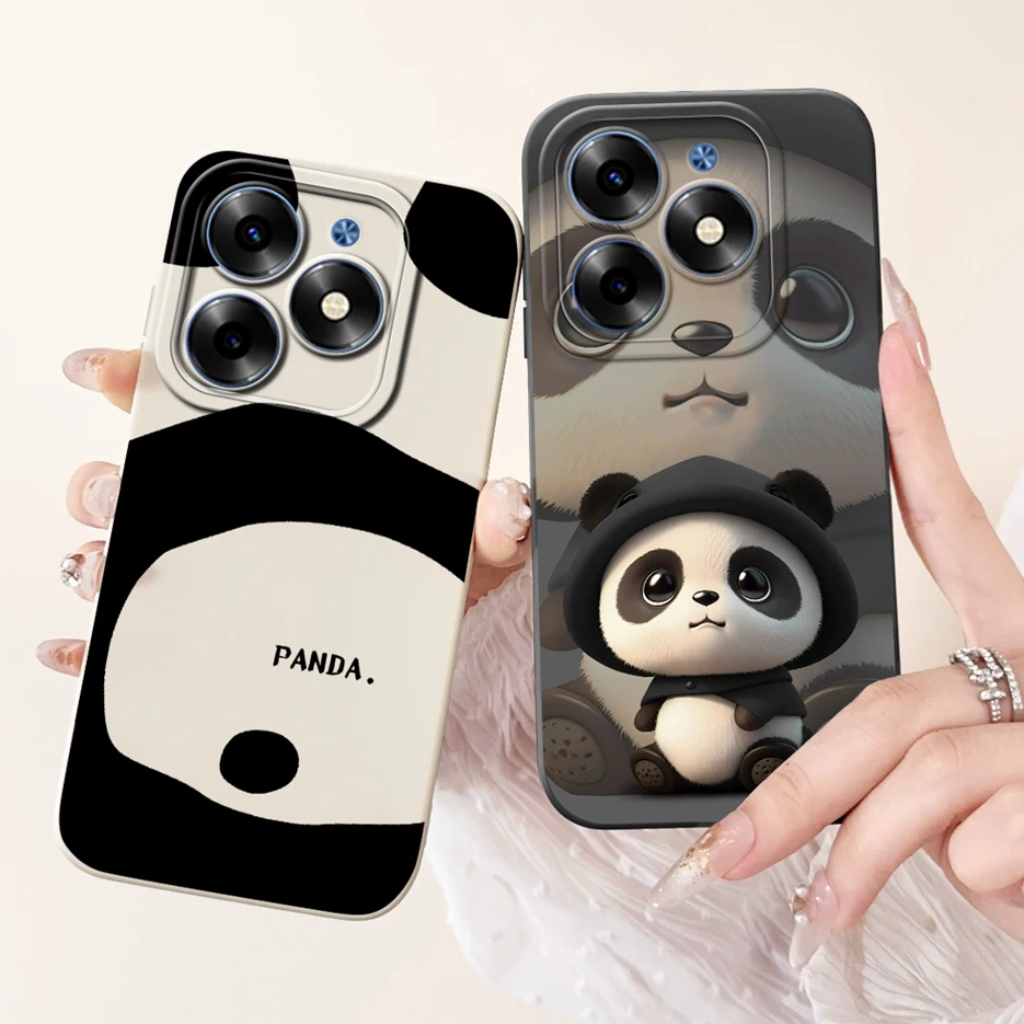 Cute Panda Cartoon Cover - Soft Silicone Case for Tecno Spark 20 Series