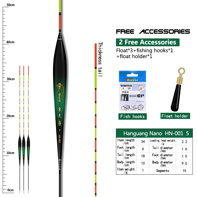 3 Stück Angels chw immer 1 Beutel Haken 1 Boje Sitz Nano Boje vertikale Bobber auffällige dicke Schwanz Boje Angel geräte Werkzeuge – Detail 10