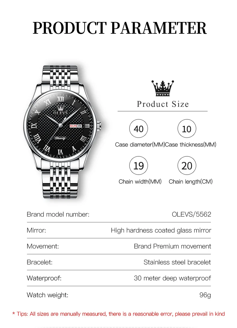 OLEVS 5562 Men's Luxury Stainless Steel Watch description image 9