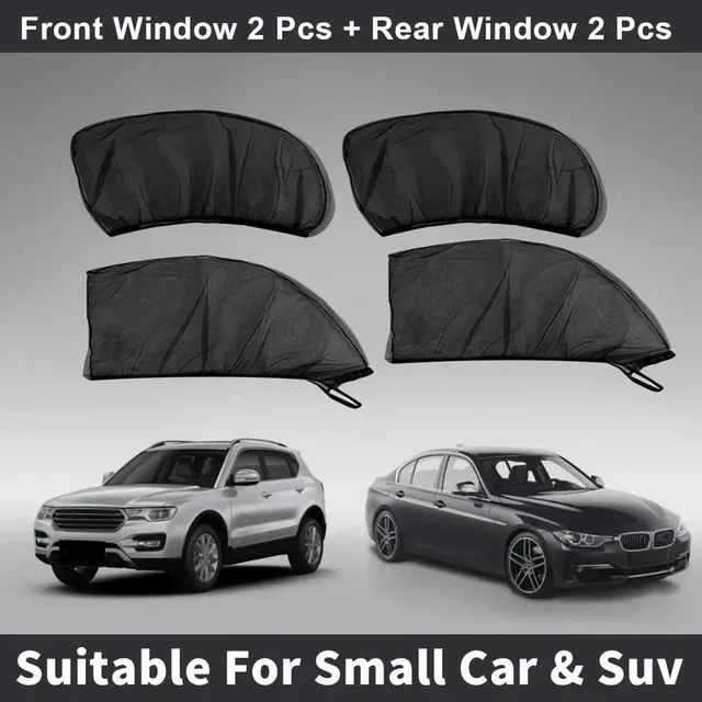Moustiquaire complète pour fenêtre de voiture, pare-soleil anti-moustiques universel pour berlines et suv, écran de porte de voiture, 4 pièces 3