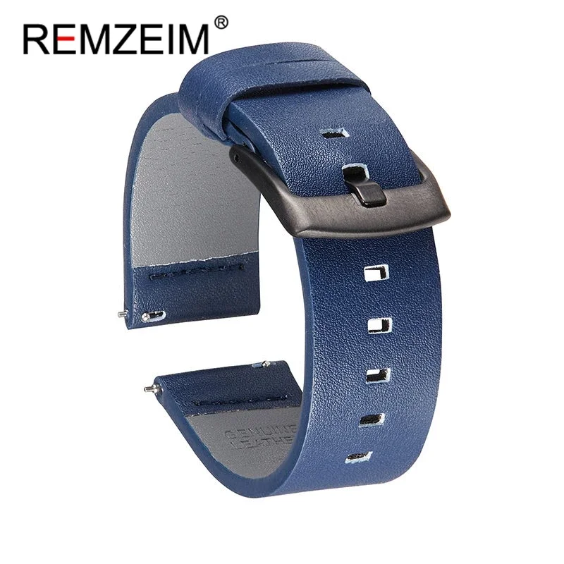 Premium Gray Genuine Leather Watch Band Strap with Quick Release