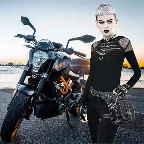 Steampunk retro pockets men outdoor shoulder messenger bag women mobile phone motorcycle purse knight rider leg |
