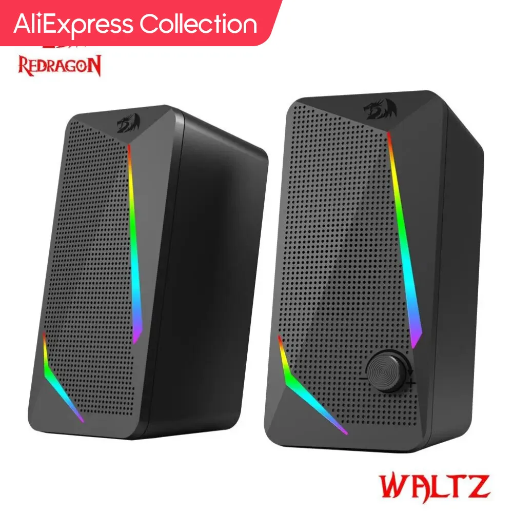 AliExpress Collection REDRAGON Waltz GS510 Aux 2.0 스테레오 서라운드 음악 RGB 게임용 스피커, 컴퓨터 데스크탑 PC 라우드스피커용 사운드바, 3.5mm