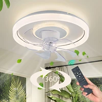 Smart Ceiling Fan Fans With Lights Remote Control Bedroom Decor Ventilator Lamp 48cm Air Invisible Blades Retractable Silent 1