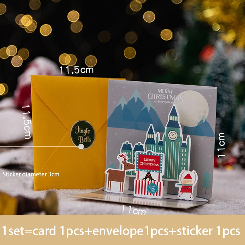 3D Christmas Cards, Pop Up Greeting Card For Envelope