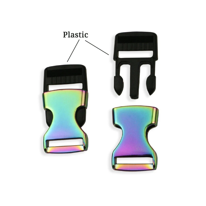 10/19/20/25mm Quick Release Buckle Metal Backpack Bags Strap Hook Clasp Rainbow Belt Adjustment Clasp DIY Hardware Accessories