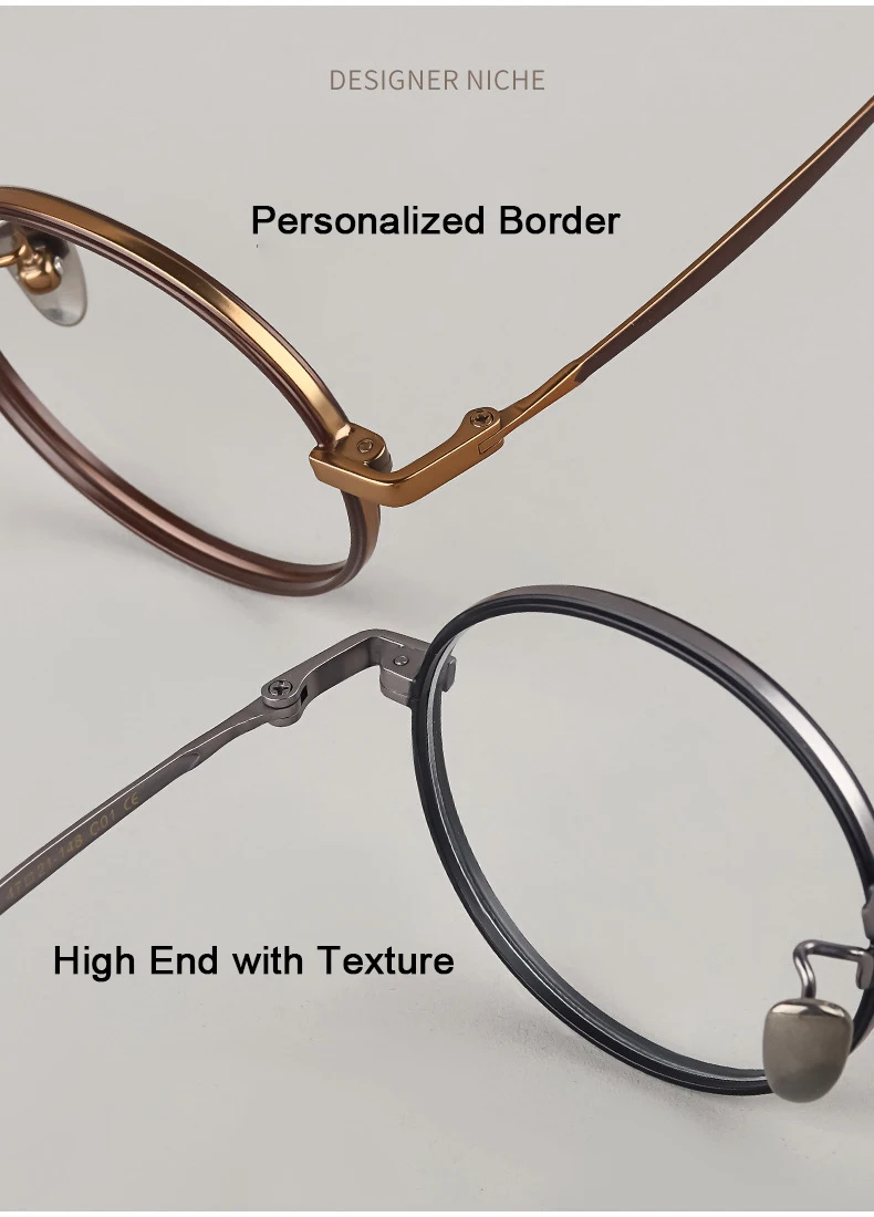 Marke Designer Nische Design Retro Luxus Ultra-licht Reinem Titan Brille Rahmen Kleine Gesichter Oval männer Und frauen brillen – Detail 5