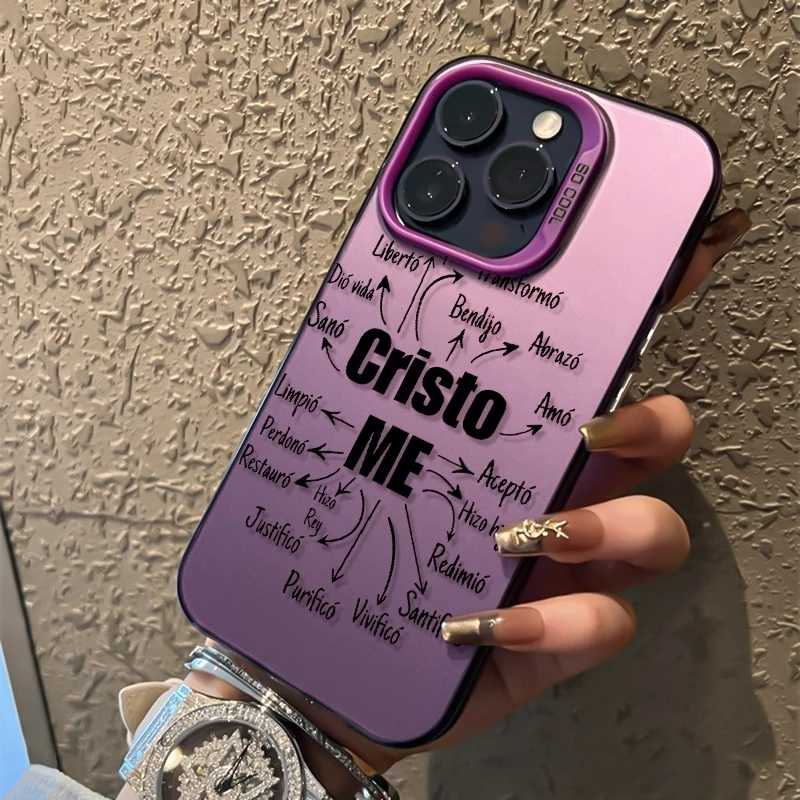 Christian-Themed Phone Case with Spanish Pattern Design