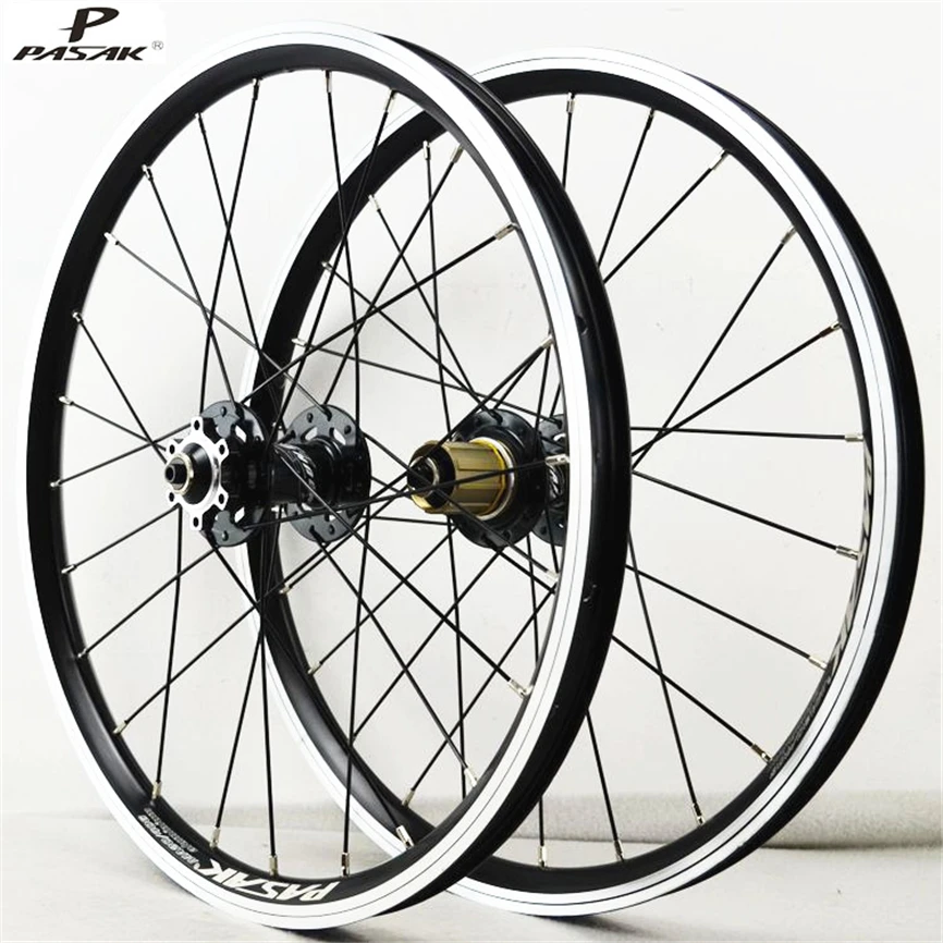 

PASAK MTB Folding Bicycle Wheel 20 Inch 406 100/135 HB12 Hub 24 Holes Six Holes Disc Brake Wheelset Aluminum Alloy Six Claws
