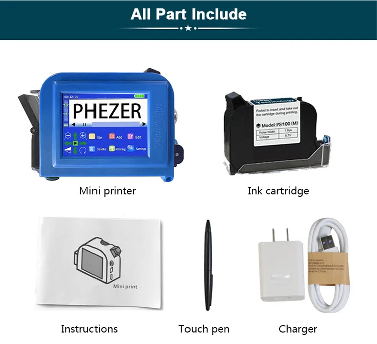 PC11Plus 12.7/25.4mm Mini Printer Portable Printer QR Bar Batch Code Date Number