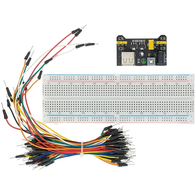 3.3V/5V MB102 Breadboard Power Nodule+MB-102 830 Points Solderless Prototype Bread Board Kit +65 Flexible Jumper Wires