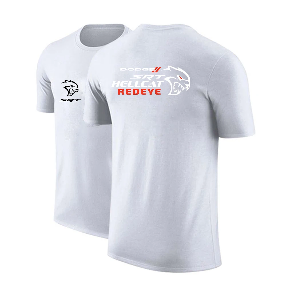 SRT Hellcat Men's New Summer Hight Quality Solid Color Breathable Casual Short Sleeves Cotton T Shirts Round-Neck Tee Tops