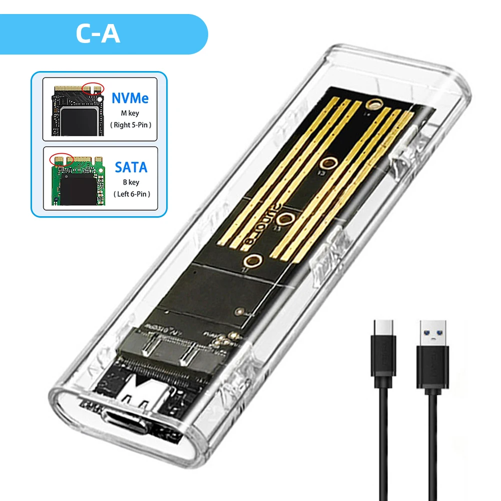 M.2 NVME NGFF M2 SSD Enclosure USB Type C External SSD Case 10Gbps PCIe NGFF SATA For Tablet Laptop