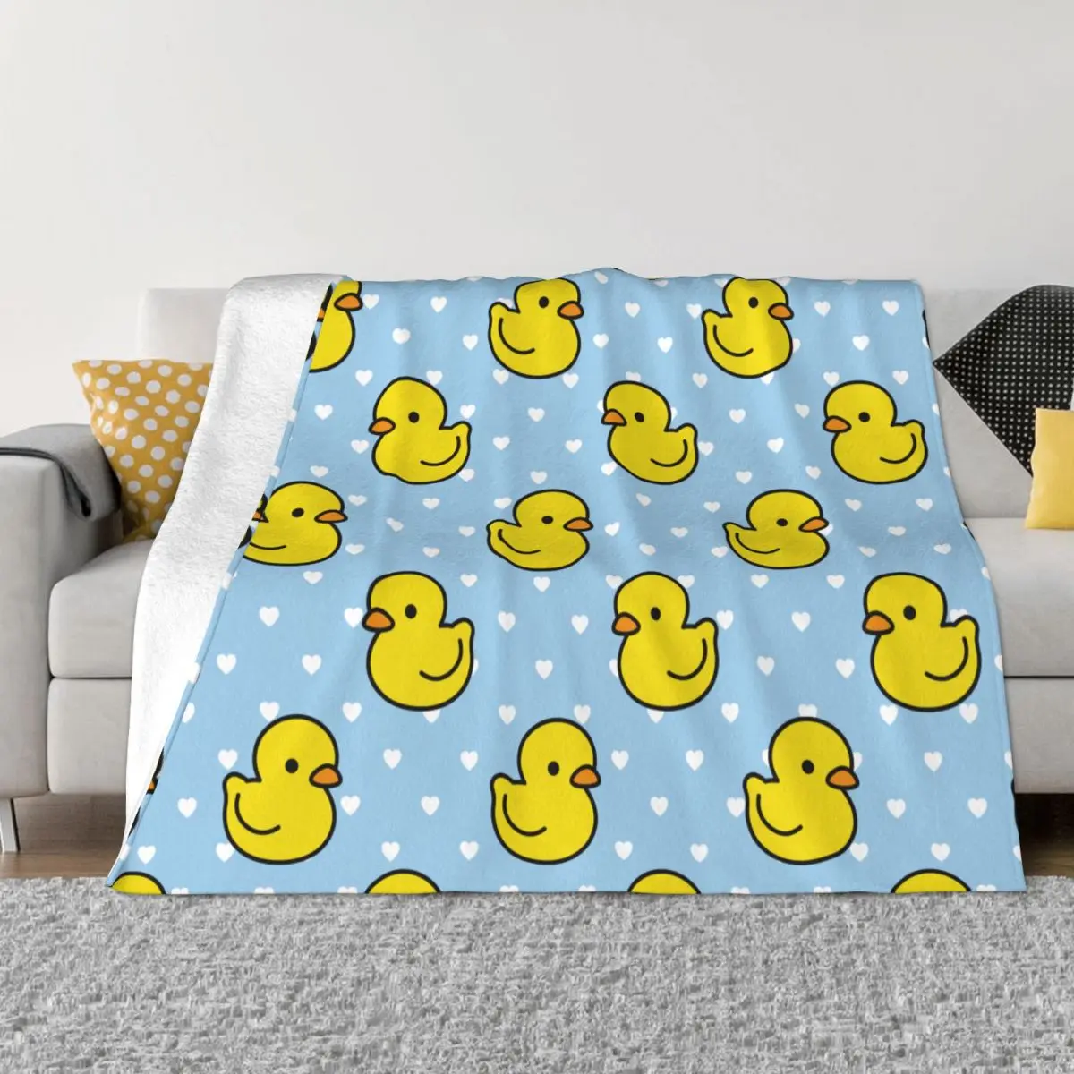 

Cartoon Yellow Duck Pattern Blanket Coral Fleece Plush All Season Breathable Warm Throw Blankets for Home Outdoor Bedding Throws