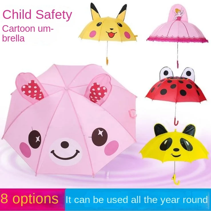 3D 귀 모양 어린이 우산, 소년 소녀 귀여운 만화 어린이 우산, 애니메이션 크리에이티브 긴 손잡이, 인기 판매