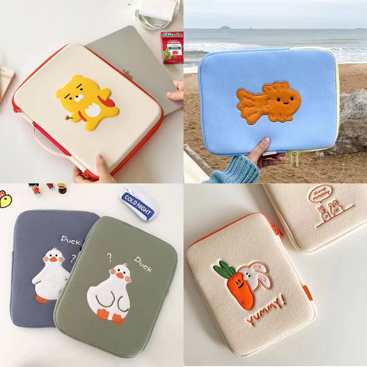 Cute Rabbit Laptop Sleeve Ipad Bag Per Macbook Air Ipad 9.7 10.5 Pro 11 12.9 Air 4 10.9 Custodia Per Laptop E Tablet 11 13 15.6 Pollici
