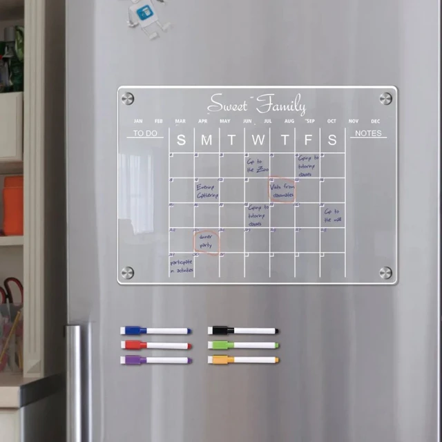 Refrigerador de calendario de borrado en seco magnético  Nevera de  calendario de pizarra magnética-Pizarra blanca-Aliexpress