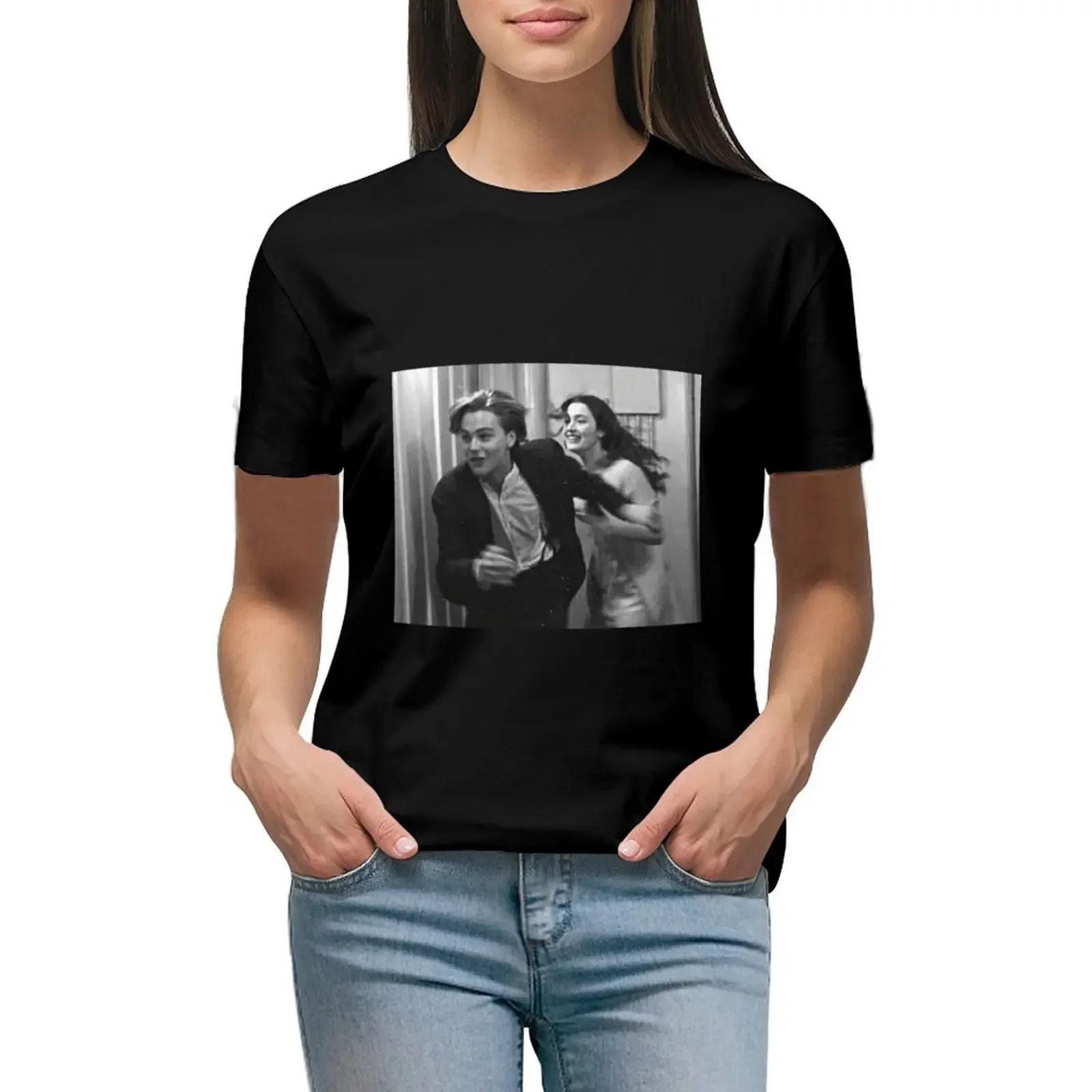 

Jack and Rose in Titanic T-shirt vintage clothes plus size tops summer clothes for Women
