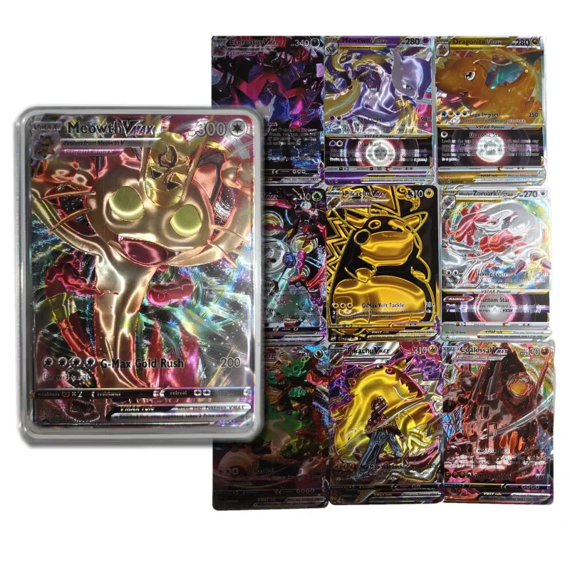 

Pokemon New High End English Cat Eye Elf Card Transparent Box 55pcs Non Repetitive Colorful Gold Foil Plastic Card Board Game