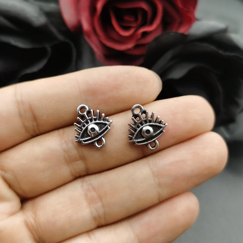 

15pcs 15*13mm Antique Silver All Seeing Eye Charm Evil Eye Connector Pendants DIY Handmade Crafts Jewelry Accessories