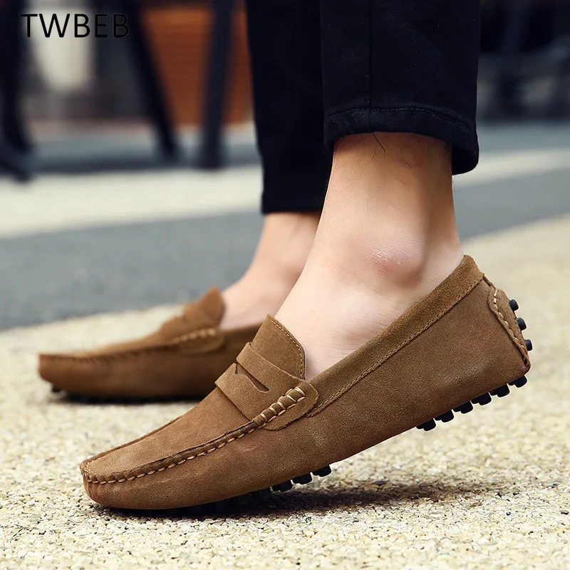 

Genuine Leather Men Flat Shoes Casual Loafers Slip on Men's Flats Shoes Moccasins Driving Shoes Large Size 38-49 Women's Shoes