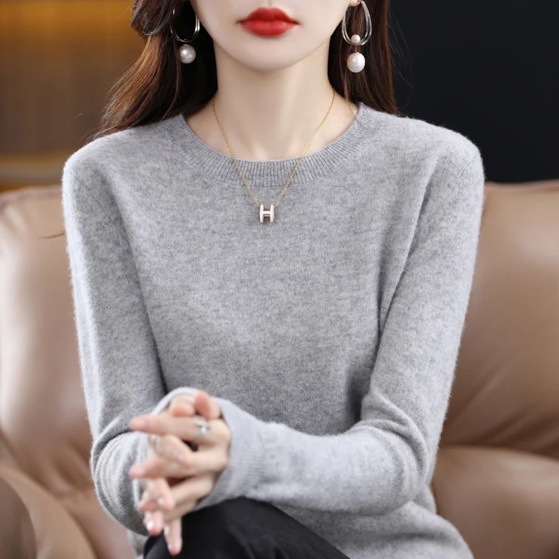 aliexpress.com - Women’s 100% Pure Wool Cashmere Sweater O-Neck Pullover Knitted Casual Sweater Winter New Long-Sleeved Warm High-Grade Jumper