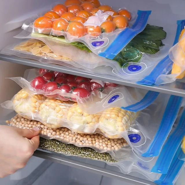 Sac de scellage sous vide réutilisable, pompe à Valve d'air, sac de conservation des légumes et des viandes fraîches, sacs à fermeture éclair pour le stockage des aliments de cuisine 3
