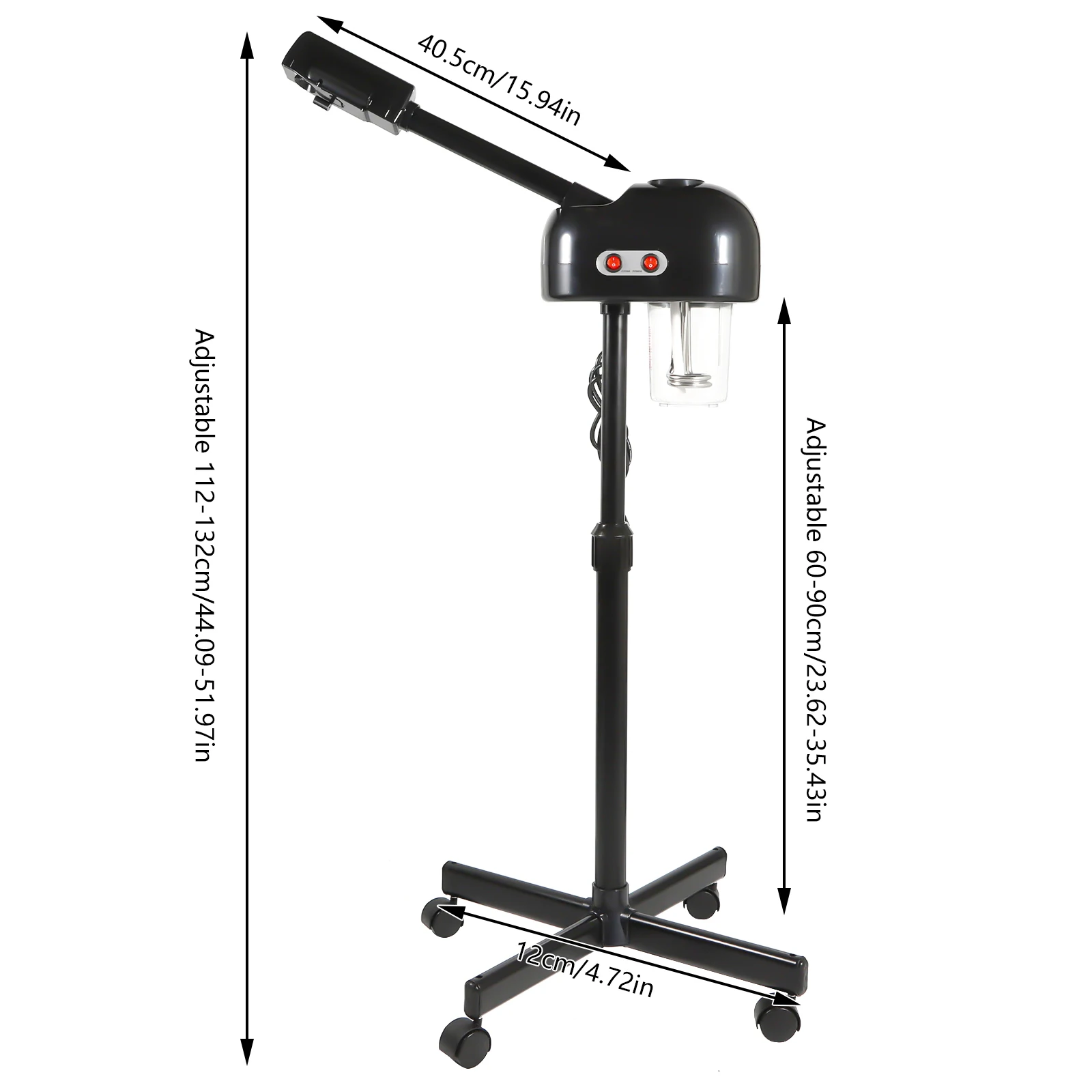 750ml Ozone Facial Steamer Height Adjustable Sprayer 360° Rotatable Movable Skin Care Equipment for Salon Beauty Spa White/Black view 6