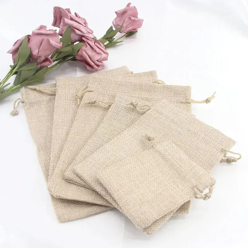 5/10Pcs Burlap Gift Bags with Drawstring Jute Bags Linen Sacks Storage Bags Burlap Bag for Wedding Favors Party Jewelry Pouches