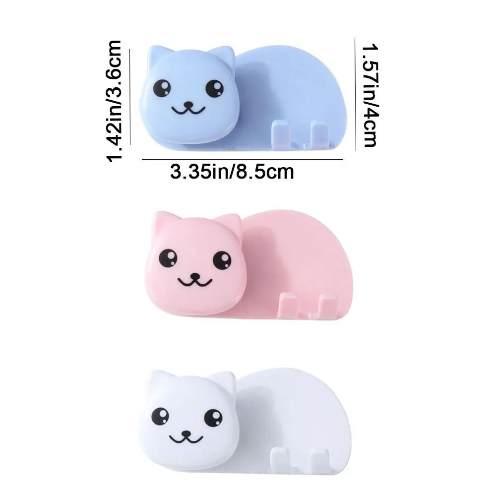 Plastic Cat Shaped Toothbrush Holder 2 in 1 Toothbrush Toothpaste Rack Wall Mounted Facial Cleanser Storage Clip