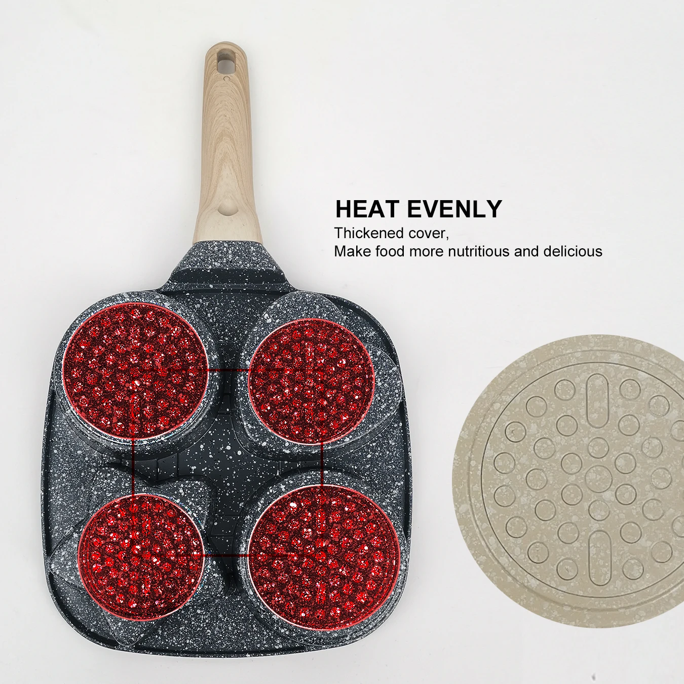 Non-Stick Wood Grain Handle Porous Frying Pan