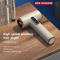 Portable Wireless Hair Dryer USB Rechargeable Display Screen Blow Dryers for Outdoor/Travel Strong Wind Low Noise 3 Gears 2